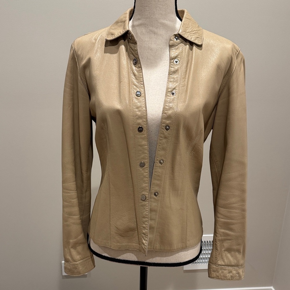 Chic Beige Leather Jacket for Women